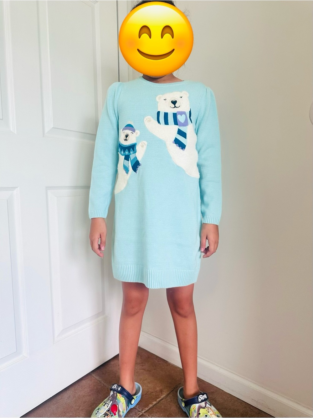 Gymboree Light Blue Knit Dress with Polar Bear Appliqués